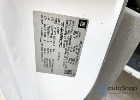 2017 Chevrolet Express G2500 z USA, uszkodzony, nr VIN 1GCWGAFF6H1127672